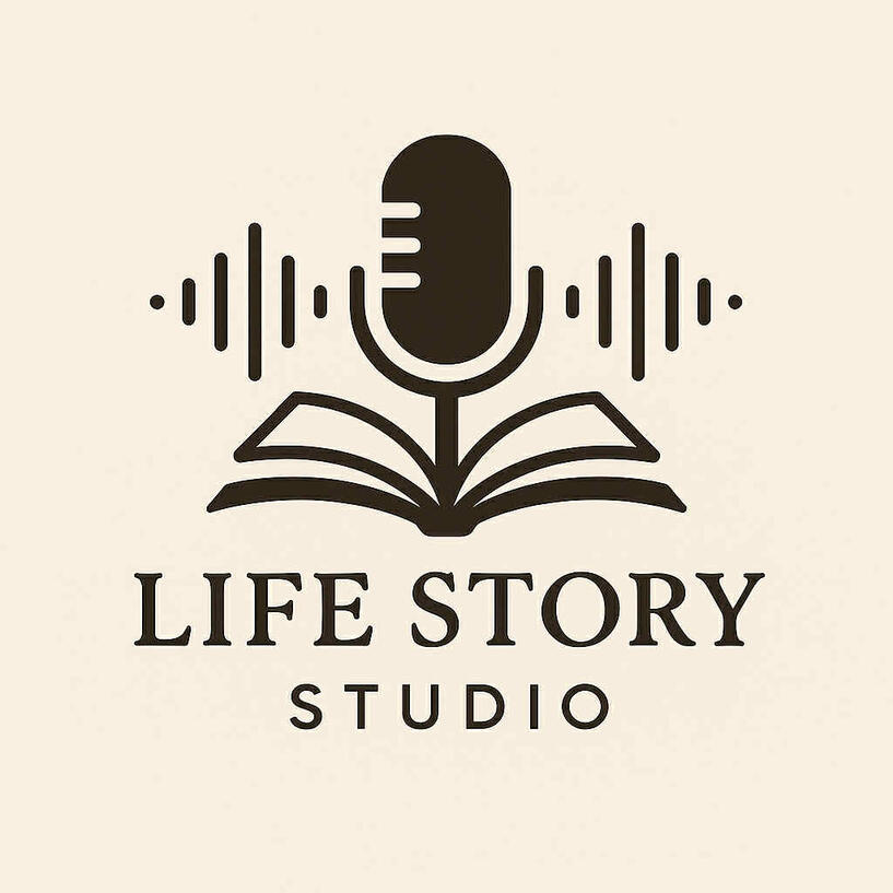 life-story-studio-audio-interview-logo.jpg Life Story Studio logo featuring a microphone above an open book with sound waves, representing audio life story interviews.